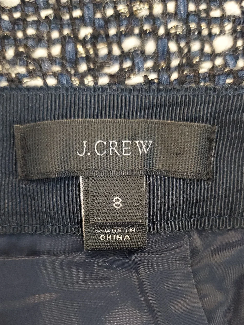 J. Crew Navy, Cream, and Gold Tweed Pencil Skirt Size 8
